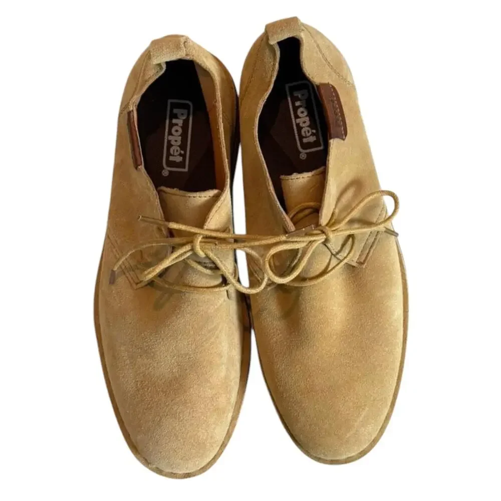 Propét Finn Suede Lace Up Oxfords Desert Camel Orthotic Friendly Shoes 10 ½ Wide